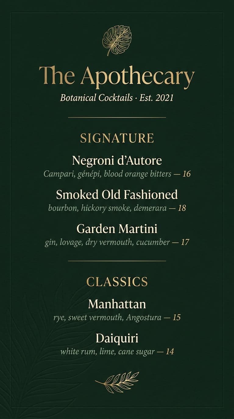 Cafe & Brunch menu design example